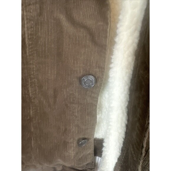 Brown Corduroy With White Sherpa Lined Long Sleeve Jacket Men’s Size Small - Picture 3 of 8